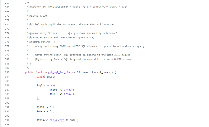 código fuente de la función get_sql_for_clause