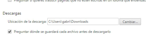 activar ubicacion de almacenamiento de descargas en Chrome